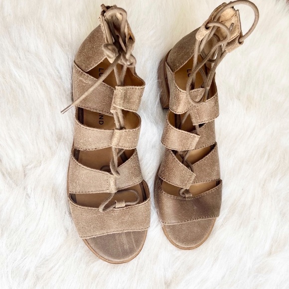 Lucky Brand 👣 Tazu Leather Suede Block Heel Sandals - Picture 4 of 12